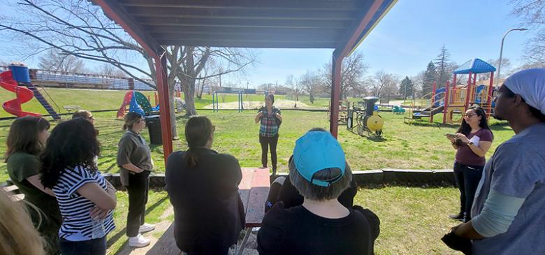 CNT Manager of Community Infrastructure & Resilience Cyatharine Alias leads a discussion about the implementation of Green Stormwater Infrastructure.